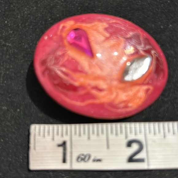 Vintage Large Metal Plastic Enamel Earrings - Picture 3 of 4